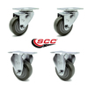 Service Caster 3 Inch Gray Polyurethane Wheel Swivel Top Plate Caster Set with 2 Rigid SCC SCC-20S314-PPUB-TP3-2-R-2